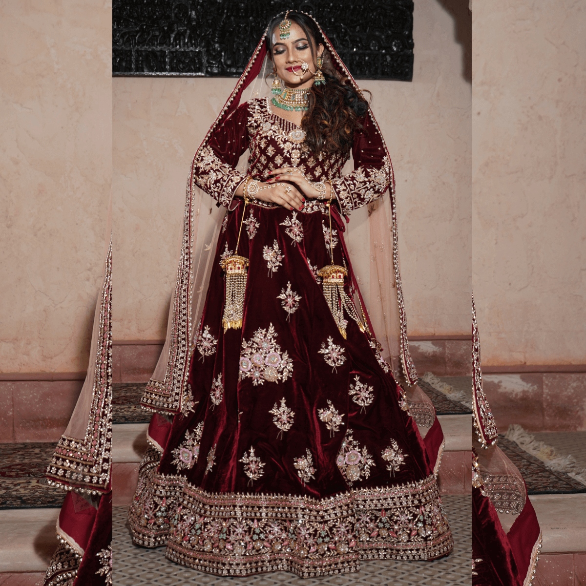 Maroon Blossom Royale Lehenga